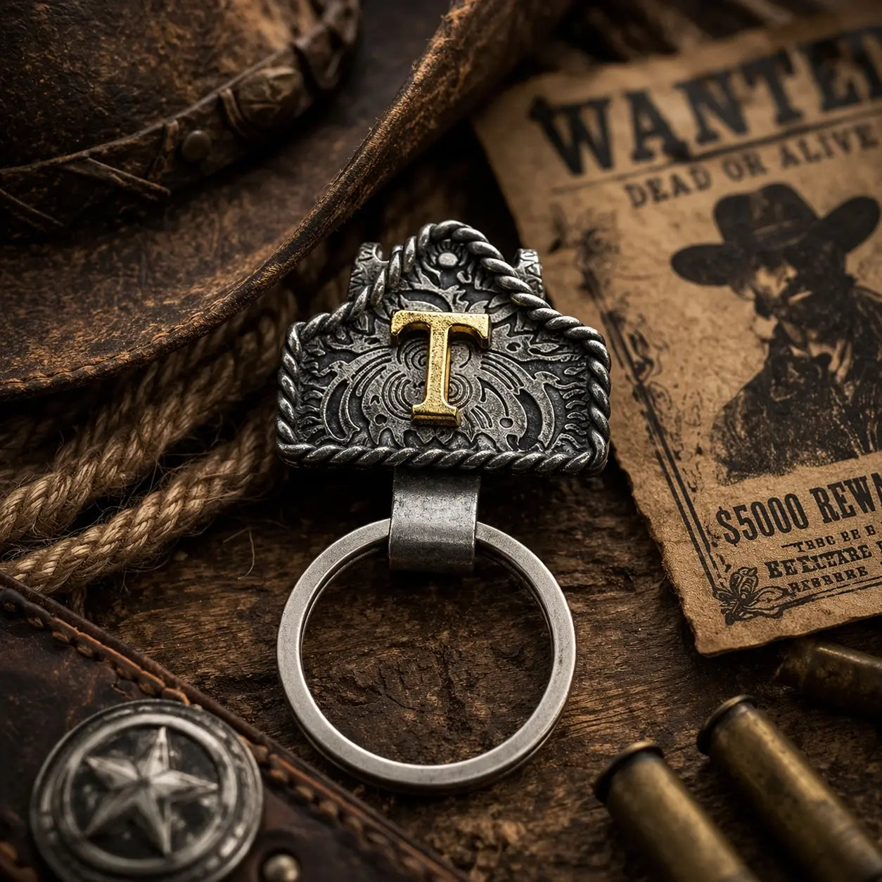 Handmade Cow Tag Belt Key Holder
