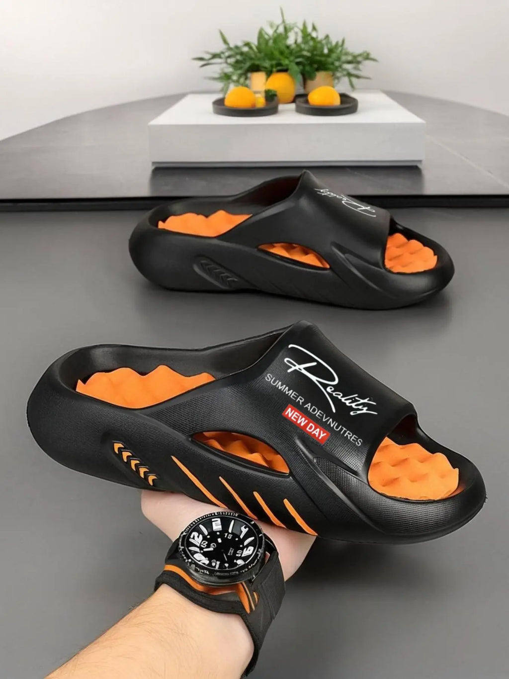 Men's Casual Letter Print Slides