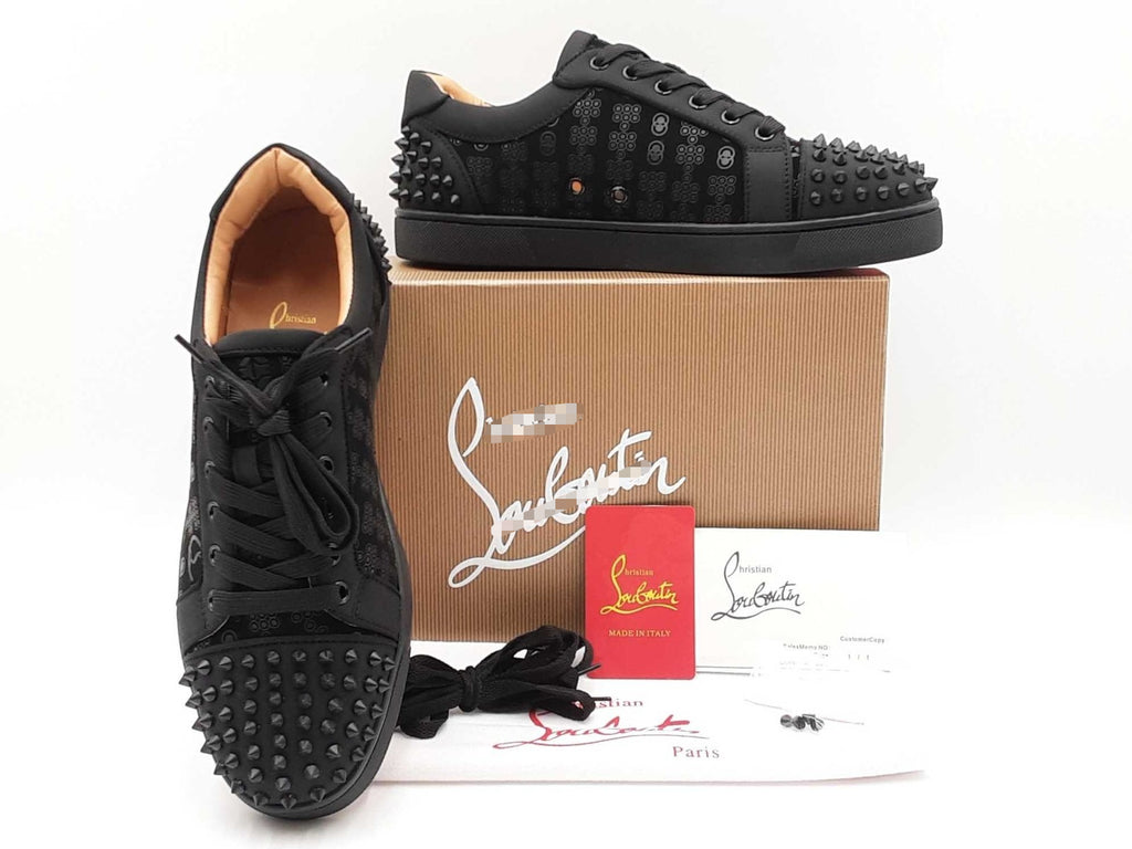 Christian Louboutin Louis Junior Spikes Black Suede Sneakers Sz 40 Fw0426lcrdu
