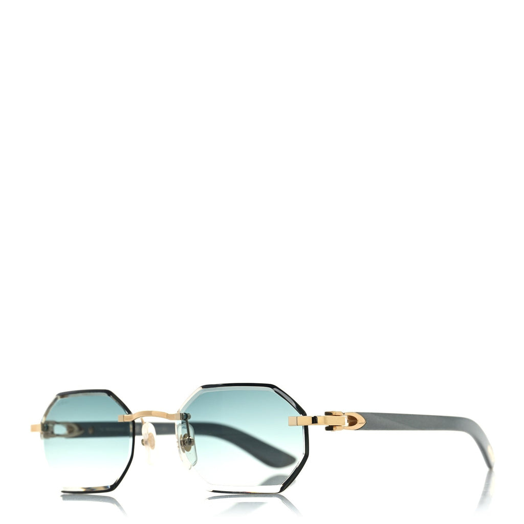 Wood Elongated C de Rimless Sunglasses Green