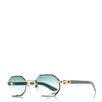 Wood Elongated C de Rimless Sunglasses Green