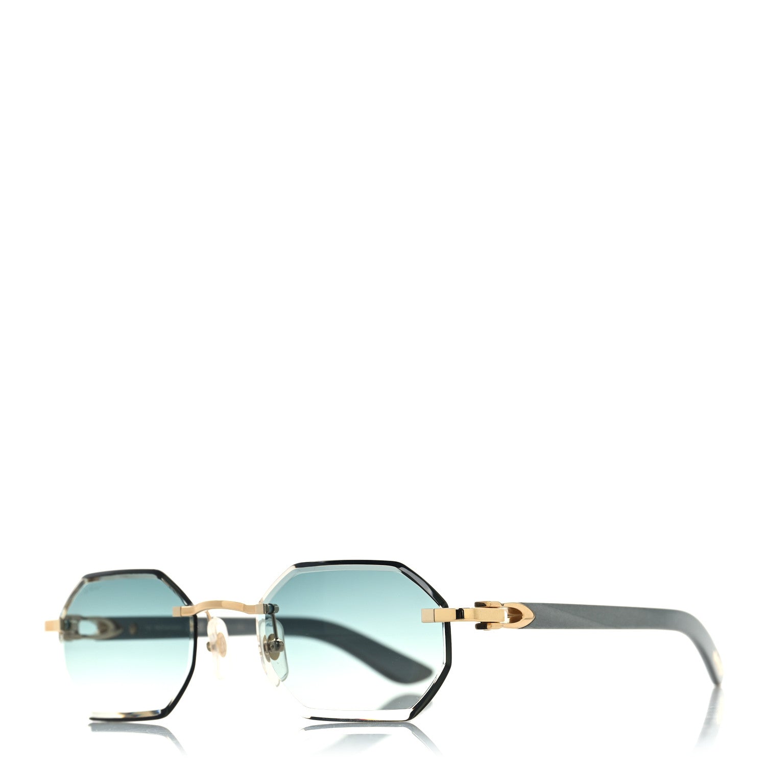 Wood Elongated C de Rimless Sunglasses Green