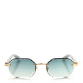 Wood Elongated C de Rimless Sunglasses Green