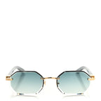 Wood Elongated C de Rimless Sunglasses Green