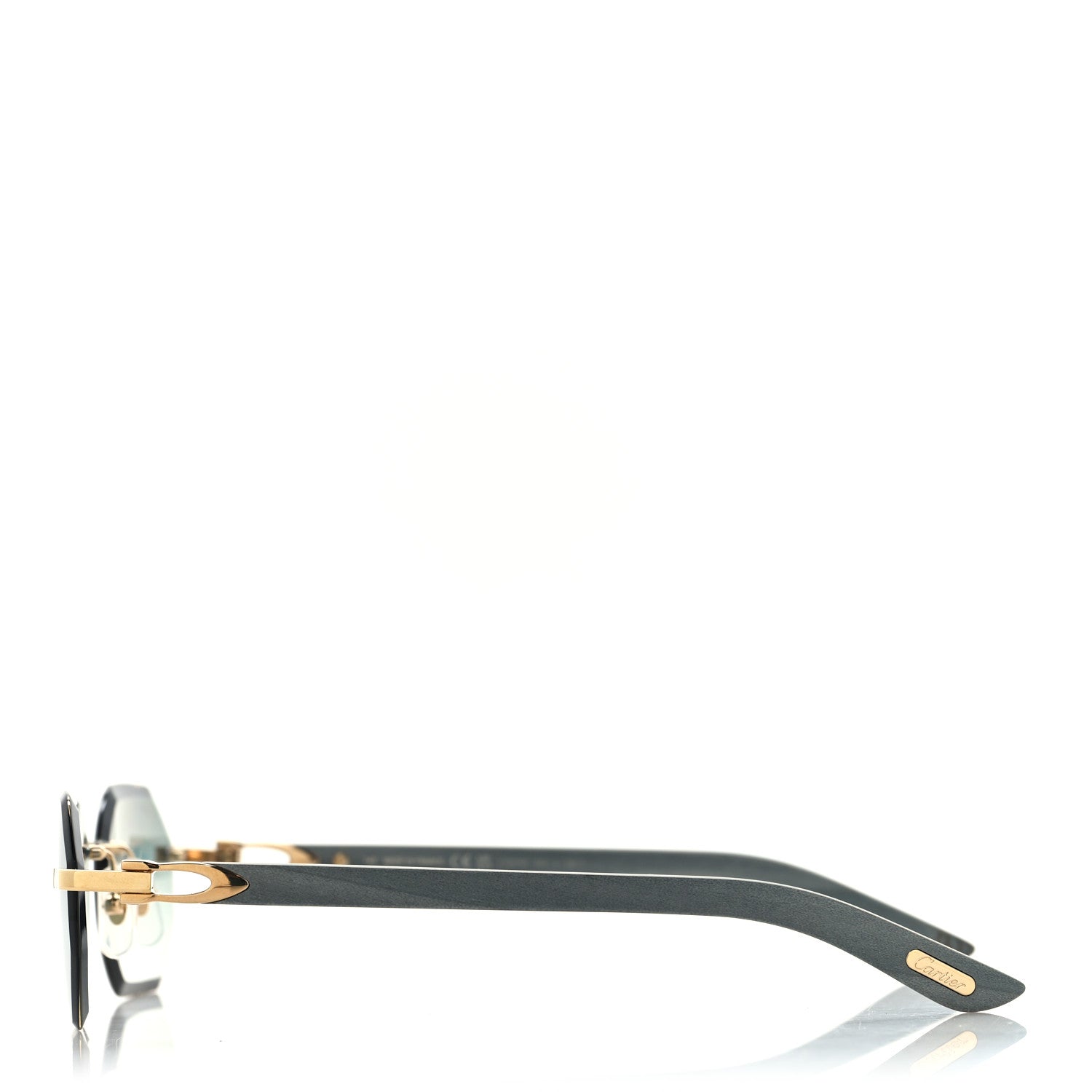 Wood Elongated C de Rimless Sunglasses Green