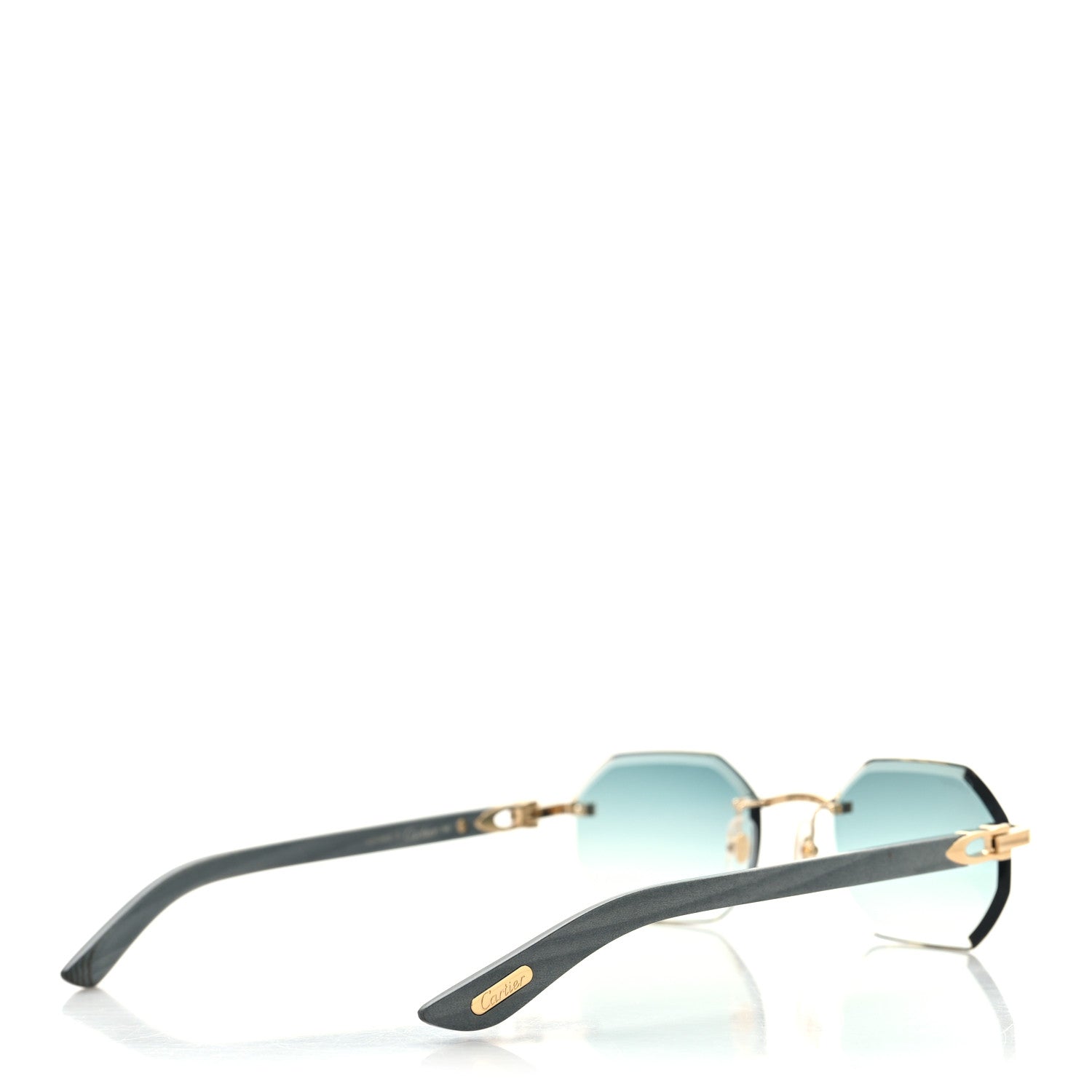 Wood Elongated C de Rimless Sunglasses Green