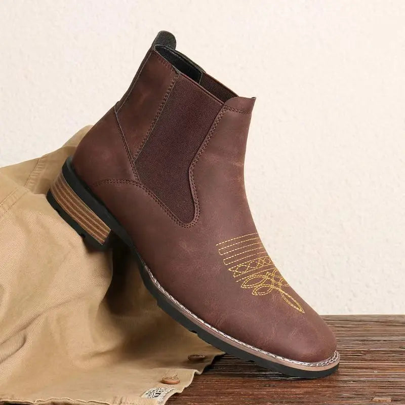 Men's Chelsea square-toe British style short boots