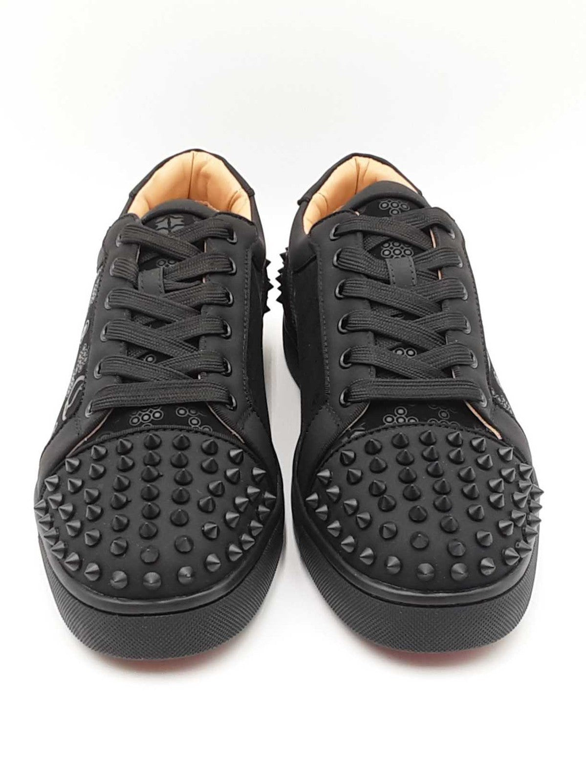 Christian Louboutin Louis Junior Spikes Black Suede Sneakers Sz 40 Fw0426lcrdu