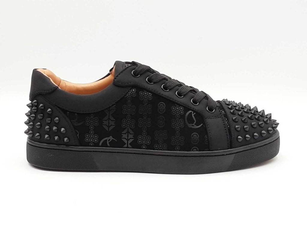 Christian Louboutin Louis Junior Spikes Black Suede Sneakers Sz 40 Fw0426lcrdu