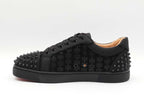 Christian Louboutin Louis Junior Spikes Black Suede Sneakers Sz 40 Fw0426lcrdu