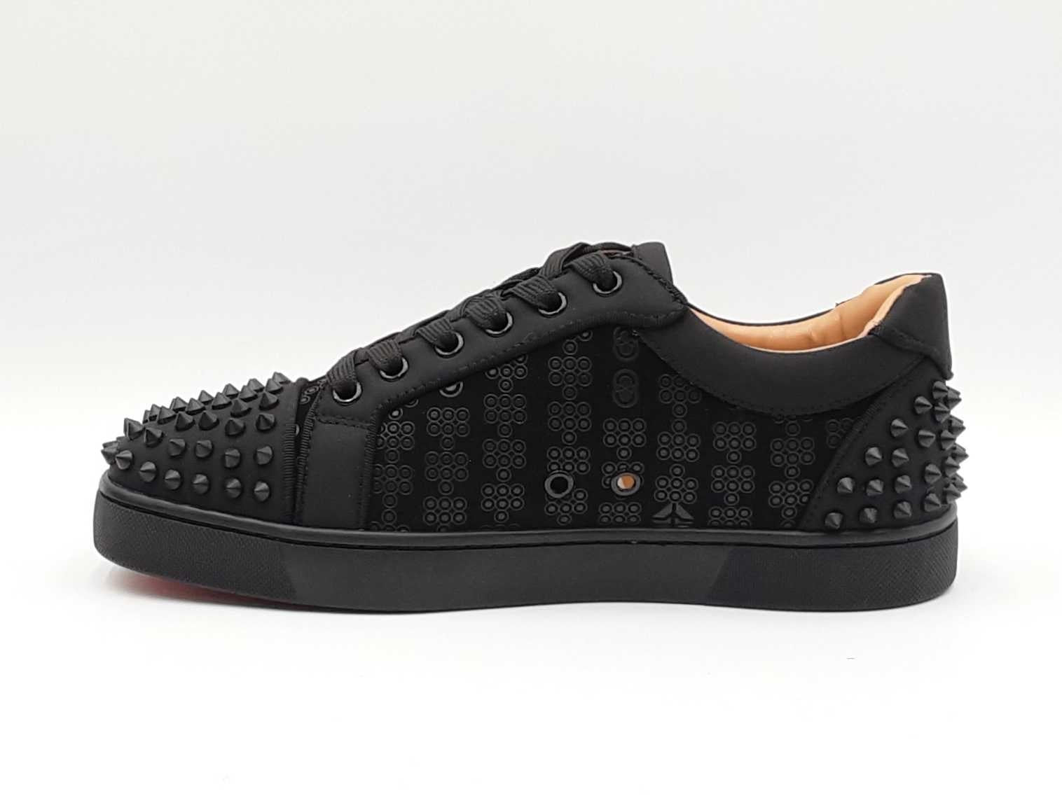 Christian Louboutin Louis Junior Spikes Black Suede Sneakers Sz 40 Fw0426lcrdu